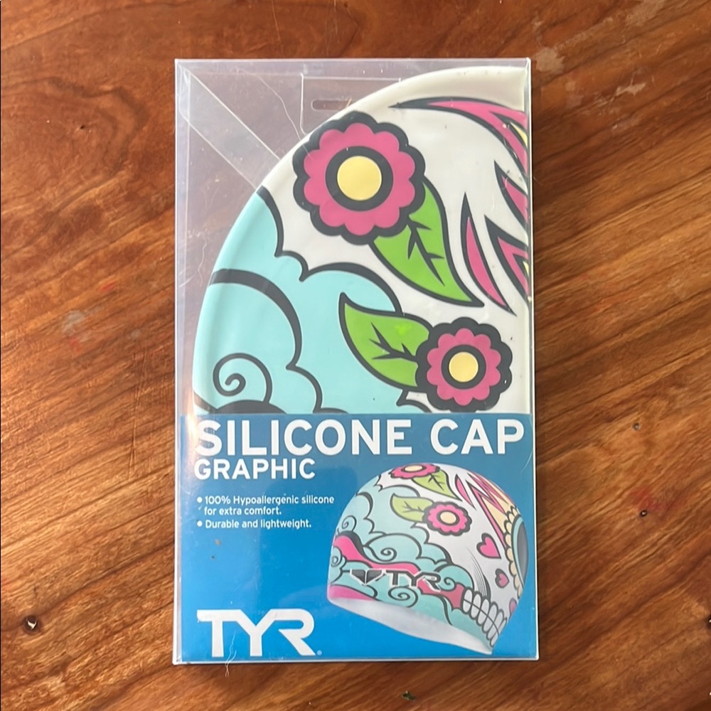 TYR silicone swim cap - day of the dead graphic
